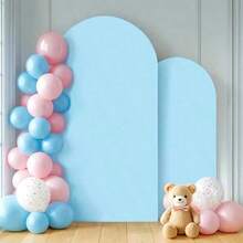 1pc Light Blue Arch Backdrop, 6ft, 6.6ft, 7.2ft Wedding Arch Cover, Double-Sided Polyester Fabric Arch Backdrop, Dome-Shaped Arch Backdrop, Suitable For Birthday Party And Wedding Arch Frame Decoration (Frame Not Included, Backdrop Only) - Light Blue - View 1