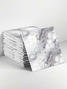 10PCS 30*30CM/11.8*11.8in 0.9㎡ 3D Marble Pattern Aluminum Plastic Board Self-Adhesive Wall Sticker, Faux Tile Wall Decor, Waterproof And Moisture-Proof Marble Sticker For Kitchen Stove Backsplash - Multicolor - View 12