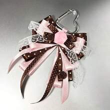 1pc Polka Dot Satin Ribbon Lace Rose Heart Multi-Layer Bow Bag Charm, Anime Cosplay Concert Fan Support Convention Lolita Ita Bag Accessory, Handmade Mass-Produced Jirai-Kei Angel Style Support Color Decoration Peripheral - A - View 4
