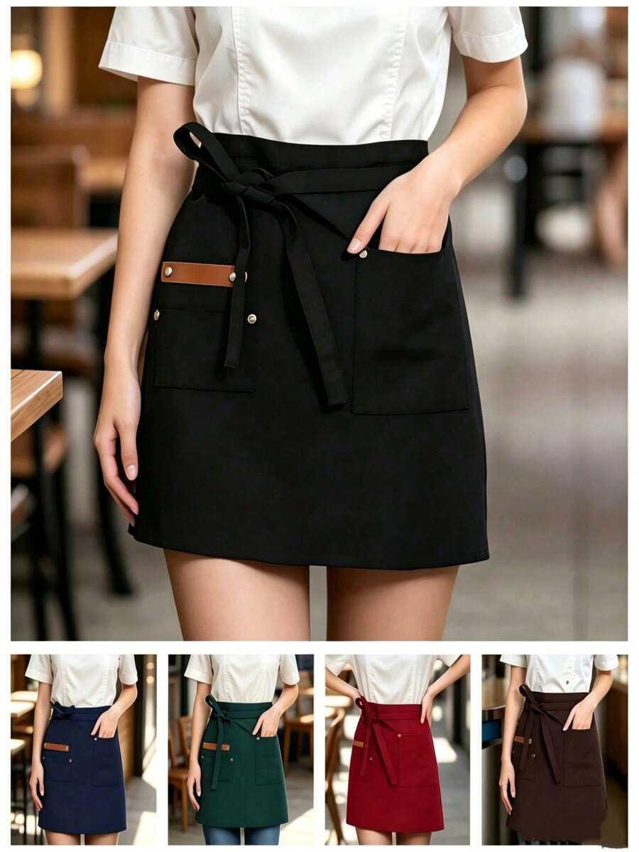1pc Solid Color Criss-Cross Front Sleeveless Apron, Minimalist Fashion New Design, Suitable For Home Kitchen, Waterproof And Oil-Resistant, Ideal For Cooking And Dining