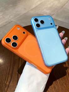奢華透明清透相機保護磁吸無線充電手機殼，適用於 iPhone 18 Pro Max 18 Pro 17 Pro Max 17 16 15 14 13 Pro Max，磁吸鏡頭保護後蓋 - 橘色 - 查看 3
