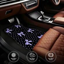4pcs Crystal Velvet Car Floor Mats, Polka Dot Bow Design, 2D Print, Full Coverage Colorful Print, Suitable For Most Car Models - Soft And Durable Floor Protection. Universal Car Interior Floor Mats - one-size - View 8