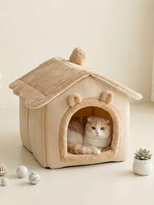 PETSIN New Cat House All-Season Extra Large Breathable Pet Bed, Comfortable Cat Bed Basket For Cats, Puppies, Indoor Nap & Travel Backup - Brown - View 1