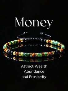 African Turquoise & Tiger's Eye Bead Adjustable Bracelet,Handmade Stretchable Braided Rope, Wealth & Prosperity Jewelry Unisex Suitable For Daily Wear - Multicolor - View 7
