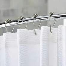 12/24pcs Metal Shower Curtain Hooks With 5 Rolling Balls, Smooth Sliding Shower Curtain Rings, Bathroom Curtain Hanging Hooks, Home Bathroom Curtain Hardware Accessories - Hanging Ring - View 4