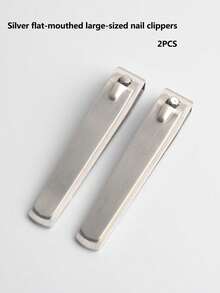 3pcs Silver Stainless Steel Straight Edge Nail Clippers, Unisex Manicure Tools - Silver - View 9