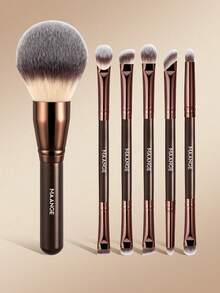 MAANGE 1/6pcs Professional Powder Brush, Large Soft Dense Makeup Brush, Mixed Makeup Brushes, Beauty Tool, Gift - Brown - View 4