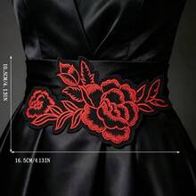 1pc Large Rose Flower Pattern Iron-On Embroidered Patch - Fun Design - Easy To Sew Or Iron, Durable Fabric Badge, Suitable For Personalized Jackets, Bags, DIY Crafts And More - Ironing Style - View 6
