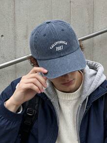 1pc Unisex Vintage Washed Cotton Baseball Cap, Letter Embroidered Curved Brim Dad Hat, Casual Daily Wear, 2 Colors - Multicolor - View 1