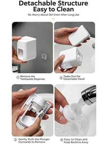 Bathroom Wall-Mounted Automatic Toothpaste Dispenser, Toothpaste Holder, Dispenser, Toothpaste Storage Rack, Wall-Mounted Automatic Toothpaste Squeezer, Elegant Bowknot Decoration, Suitable For Home, No-Drill Installation, Detachable And Replaceable Toothpaste Tube Holder, Hygienic Operation, Suitable For Bathroom, No Drilling Required, Commercial Use Also Applicable - Multicolor - View 7
