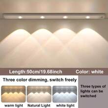 50/40/30/20cm Cat Eye Hill Light, LED Cabinet Light With Motion Sensor And Three-Color Changing Strip, Ultra-Thin Smart Kitchen Counter Lamp With Rechargeable Battery And Body Sensor, Wardrobe Home Decor Hill Light, Motion Sensor Light, Hill Light, Night Light, Cat Eye Spotlight, Sensor Light, LED Light, Three-Color Dimmable Light, Lighting - Cat's Eye Hill Light - View 15