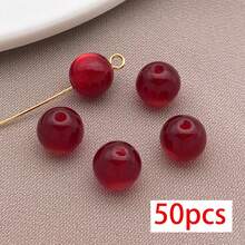 50pcs Multicolor 8mm Cat Eye Resin Round Beads Smooth Polished Loose Beads With Hole For DIY Handmade Beading Jewelry Making Craft Supplies - Multicolor - View 23