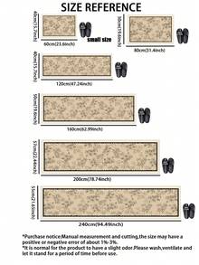 1 Pc Light Brown Floral Pattern Kitchen Mat, 3.5 Mm Soft Rubber That Absorbs Water And Is Easy To Clean. Suitable For Corridors, Bathrooms, Living Rooms, Outdoor Door Mats, And Toilets. Useable Throughout The Year And For Various Holidays. - Multicolor - View 6
