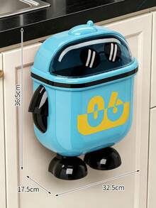 1pc Cartoon Space Bear Wall-Mounted Trash Can, Flip Lid & Stand Design, Wall-Mounted & Floor-Standing Dual Use, High Aesthetic Sealed Odor-Proof, Kitchen Waste Storage, Suitable For Kitchen, Bathroom, Balcony And Living Room Storage - A - View 12