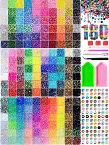 3 Boxes 180-Grid Resin Rhinestone Set, Vibrant Multi-Color Shiny Resin Rhinestone Nail Art Gems, Includes Pickup Pen Tool Spoon, Suitable For DIY Nail Art,Shoes, Water Bottles & Phone Case Decor - Multi-color - View 6
