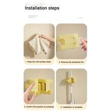 Soporte de Fregona Colorido, Gancho de Pared para Baño, Almacenamiento Colgante y de Pared sin Taladro - A - Ver 7