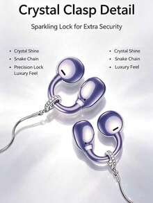 Anti-Loss Ear Clip Earphone Lanyard, Compatible With Huawei FreeClip 2, Shokz OpenDots-ONE, TOZO Open-EarRing, Adjustable Metal Snake Bone Chain Earphone Lanyard Holder, Universal Clip-On Earphone Anti-Drop Lanyard Accessory, Suitable For Sports And Running - View 3