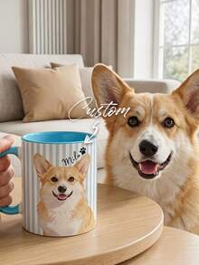 Customizable 11oz Ceramic Coffee Mug, Personalized With Photo, Text And Logo, Holiday Commemorative Cup, Suitable For Office, Home, Father's Day, Valentine's Day Gift, Applicable For Birthday, Engagement, Wedding, Graduation (Single-Sided/Double-Sided) - Multicolor - View 6