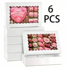 Auto Pop-Up White Bakery Box With Wave Window, Paper Gift Box For Strawberry Chocolate, Cake, Dessert Packaging - View 6