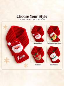 Personalized Dog Christmas Scarf, Customized Embroidered Pet Scarf Collar, Christmas Dog Outfit, Cat Scarf, Reindeer Snowman Holiday Pet Gift - Multicolor - View 5