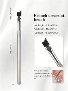 2/1pc French Manicure Brush Set, Angled Crescent Flat Head Brush, Crescent-Shaped Precision Nail Art Tool, Suitable For French Manicure, Gel Nail Polish Ombre, Outlining And Detail Painting, Fine Line Nail Brush For Precise Lines And Delicate Details - Multicolor - View 3
