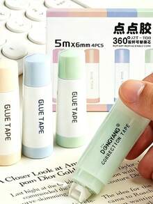 4pcs Double Sided Glue Dots Roller, Large Capacity Washi Tape, Suitable For Scrapbooking Art Office Use, Back To School Essential - Multicolor - View 9