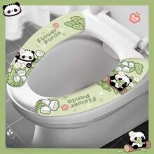1 Pair Self-Adhesive Panda Toilet Seat Covers, Reusable Toilet Stickers, Suitable For All Uses, Trimmable, For Bathroom And Toilet - Multicolor - View 3