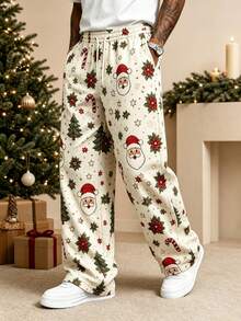 Men's Christmas Cartoon Santa Claus All-Over Print Wide Leg Loose ...