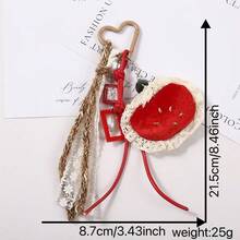 Creative Plaid Lace Tassel Fabric Strawberry Coffee Keychain Decoration Chocolate Pendant Fashion Bag Accessories - Multicolor - View 2