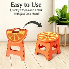 11-Inch Heavy-Duty Folding Stool, Durable Collapsible Plastic Footstool With Non-Slip Surface And Handle, Portable For Adults, Suitable For Kitchen, Bathroom, Bedroom And Outdoor - Multicolor - View 4