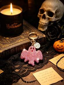 Halloween Themed Funny Bat & Ghost Keychain, Unique Ghost Bag Charm, Fashionable Creative Floating Style Car Key Accessory - Multicolor - View 10