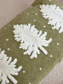 1pc Christmas Yellow Green Christmas Tree Embroidered Pillowcase, Suitable For Indoor Decoration, Christmas Decoration, All-Season Pillowcase, Without Insert - Green - View 6