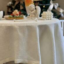 1pc French Solid Color Artistic Princess Style INS Style Decorative Classic Tablecloth, Suitable For Holidays And Daily Decoration - White - View 4
