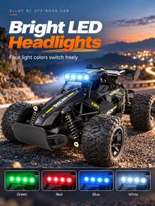 1:12 Scale 2.4G Alloy RC Car, Max Speed 25km/H, 4-Color LED Lights, Proportional Throttle, Suitable For Climbing And Driving. High-Speed Off-Road RC Car, Racing Model And Electric Off-Road Toy. Perfect Christmas Gift! - Multicolor - View 9