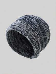 3pcs Ribbed Knit Beanie Hat Set, Minimalist Solid Color Loose Fit Warm Ear Protection Hats For Men & Women, Autumn/Winter - 3pcs - View 45