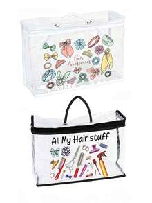 Hair Accessory Pattern Printed Transparent Clothing Storage Bag (With Reinforced Handle), Makeup Storage, Suitable For Storing Quilts, Blankets And Bedding; Transparent Moving Storage Bag (With Sturdy Zipper, Waterproof Design); Large Capacity Storage Bag, Suitable For Travel And Home Organization; Transparent Zipper Storage Bag, Suitable For Clothing, Bedding And Other Items. - Multicolor - View 13