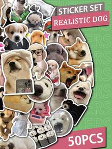 50pcs Cute Puppy Stickers Laptop Handbook Phone Case Decorative Decals - A - View 9