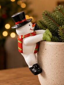 1pc Christmas Potted Plant Decoration – Santa Claus/Snowman Design. A Charming Decorative Accent For Flower Pots, Bonsai, And Landscaping-Perfect For Adding A Festive Touch To Your Courtyard Or Garden. - Multicolor - View 5