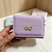 Butterfly Short Fresh Style Wallet, Solid Color Wallet, Women's Short Minimalist Wallet, Multi-Slot Large Capacity Card Holder Coin Purse Multifunctional - Multicolor - View 11