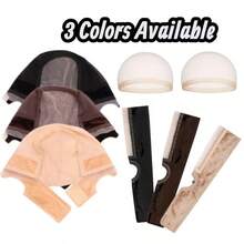 Headband & 2pcs High Definition Wig Caps, Breathable Elastic Adjustable Wig Caps, Suitable For Lace Front Wigs And Hairstyles, 3 Colors Available - View 10