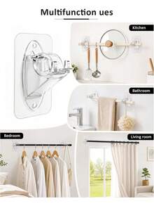 6/4/2 cái giá đỡ thanh rèm không cần khoan, giá đỡ thanh rèm nhựa lớn nâng cấp, phù hợp cho người thuê nhà - Một cỡ - Xem 4