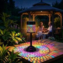 1/2pcs Solar Mandala Hollow Projection Table Lamp, Warm White & Color Changing Light, Garden Patio Holiday Party Home Decor Light - Mandala Table Lamp - View 6