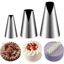 3 Pieces Russian Piping Tips Set,V-Shaped Wave Cake Decorating Nozzles Tips Piping Kit For Pastry Cupcakes Cakes Cookies Decorating Stainless Steel Kitchen Gadgets - Multicolor - View 8