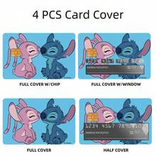 Lilo & Stitch Set 4 Buah Stiker Dekoratif Kartu Kredit, Stiker Kartu Stitch & Angel yang Manis, Cetakan Kartun Lucu, Stiker Dekorasi yang Dipersonalisasi untuk Kartu Bank dan Kartu Transportasi - MultiWarna - View 6