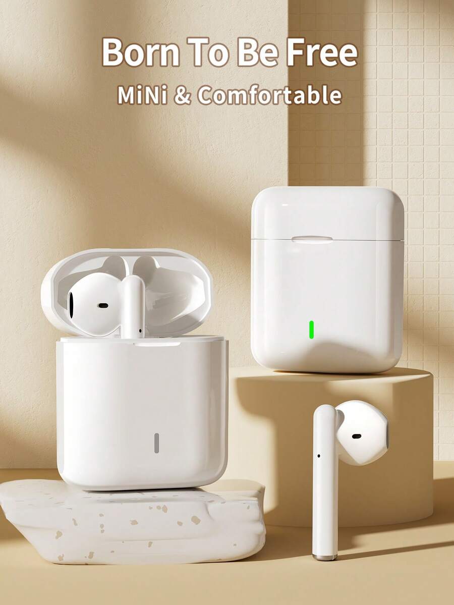 TWS Earbuds Wireless Bluetooth Earphones White Design Built-In Microphone Clear Call Quality Comfortable Ear Stem Design Compatible With All Mobile Devices Suitable For Fitness Running Daily Use - Multicolor - View 1