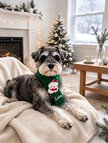 Personalized Dog Christmas Scarf, Customized Embroidered Pet Scarf Collar, Christmas Dog Outfit, Cat Scarf, Reindeer Snowman Holiday Pet Gift - Multicolor - View 9