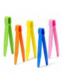 5/3/2/1pcs Colorful ABS Plastic Tweezers, Non-Slip Safety Tweezers, Round Tip, Non-Slip Craft Tweezers, Ideal Learning Tool For DIY, Beading, Scrapbooking, School Projects, Outdoor Exploration, Educational Games And Toys - Multicolor - View 2