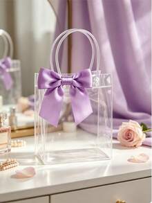 Transparent Plastic Gift Bags, Made Of Reusable PP Material, With Handles And Bows, Perfect For Wedding, Bridal Shower, Birthday Party, Baby Shower And Other Special Occasions Gift Packaging, The Preferred Choice. - Multiple Styles - View 3