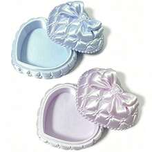 1pc Princess Style Heart-Shaped Satin Large Capacity Jewelry Storage Box, 3D Bow Pearl Quilted Diamond Pattern Jewelry Box, Lolita Girl Heart Portable Ring Earring Dust-Proof Box, Cosmetic Storage, Makeup Brush Box, Large Capacity Makeup Box, Accessory Storage Box, Exquisite Desktop Decor, Creative Birthday Valentine's Day Gift For Girlfriend Best Friend Holiday - Multicolor - View 21