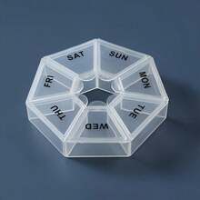 1pc Mini 7-Day Portable Pill Box: This 7-Compartment Storage Box Is Perfect For Organizing Medications. It's An Ideal Travel Pill Box, Small Pill Box, Portable Medication And Vitamin Storage Box. Large Capacity Compartments Make It Convenient To Portion Pills, Fish Oil, Health Supplements, Portable Dispensing Box, 7-Day Pill Box, Independent Compartment Medication Storage Box, Travel Medication Box, Dormitory Essential Medication Box - Multicolor - View 13